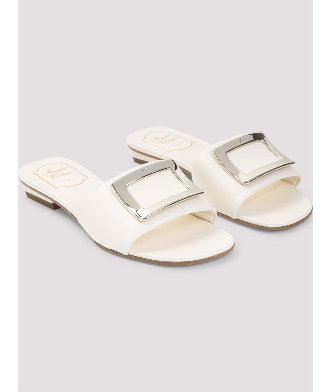 ROGER VIVIER Белые кожаные мюли, фото 3