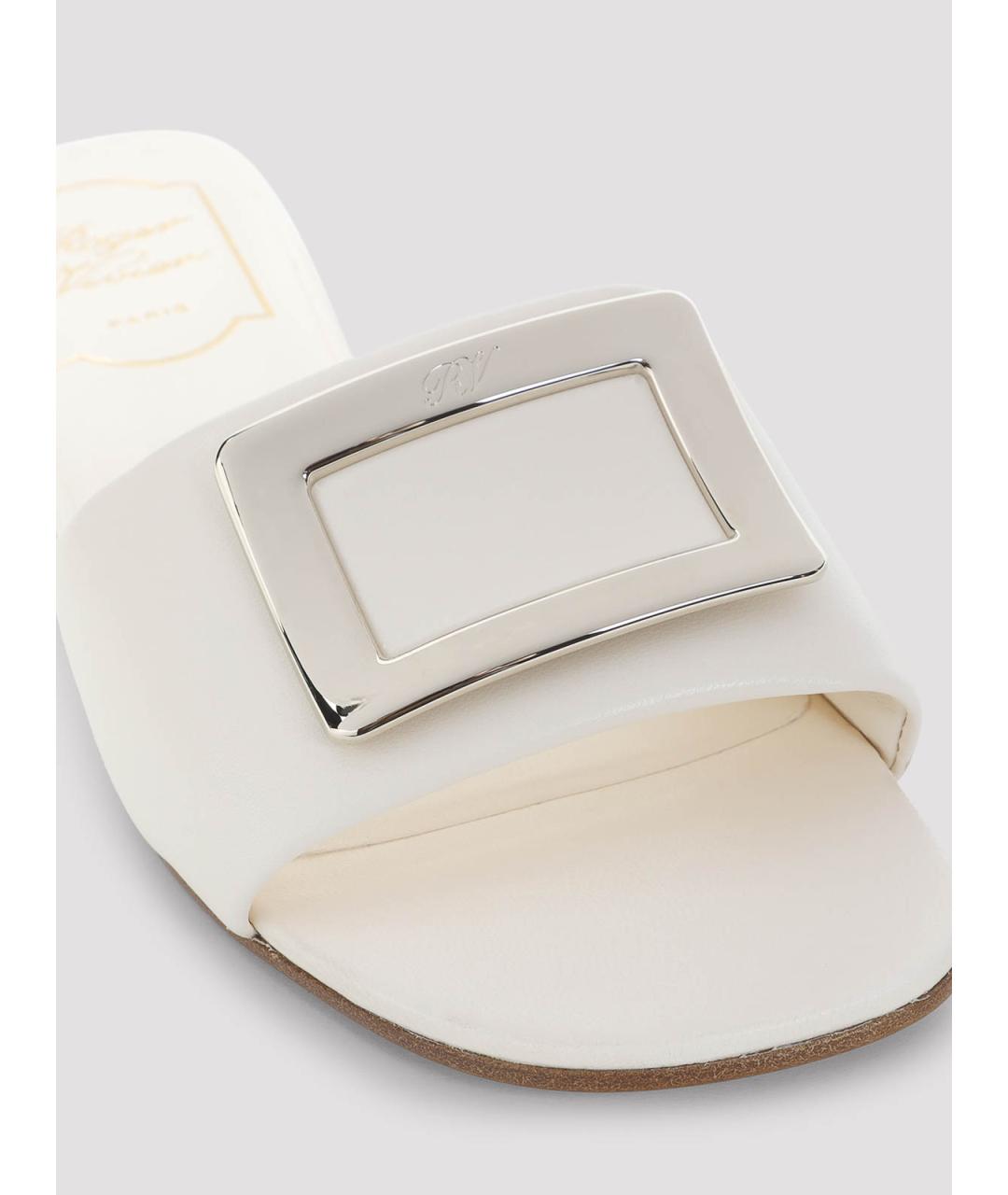 ROGER VIVIER Белые кожаные мюли, фото 4