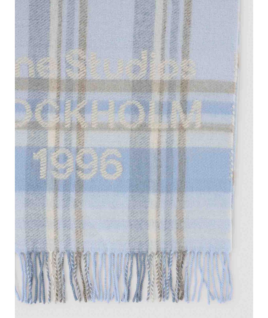 ACNE STUDIOS Голубой шерстяной шарф, фото 2