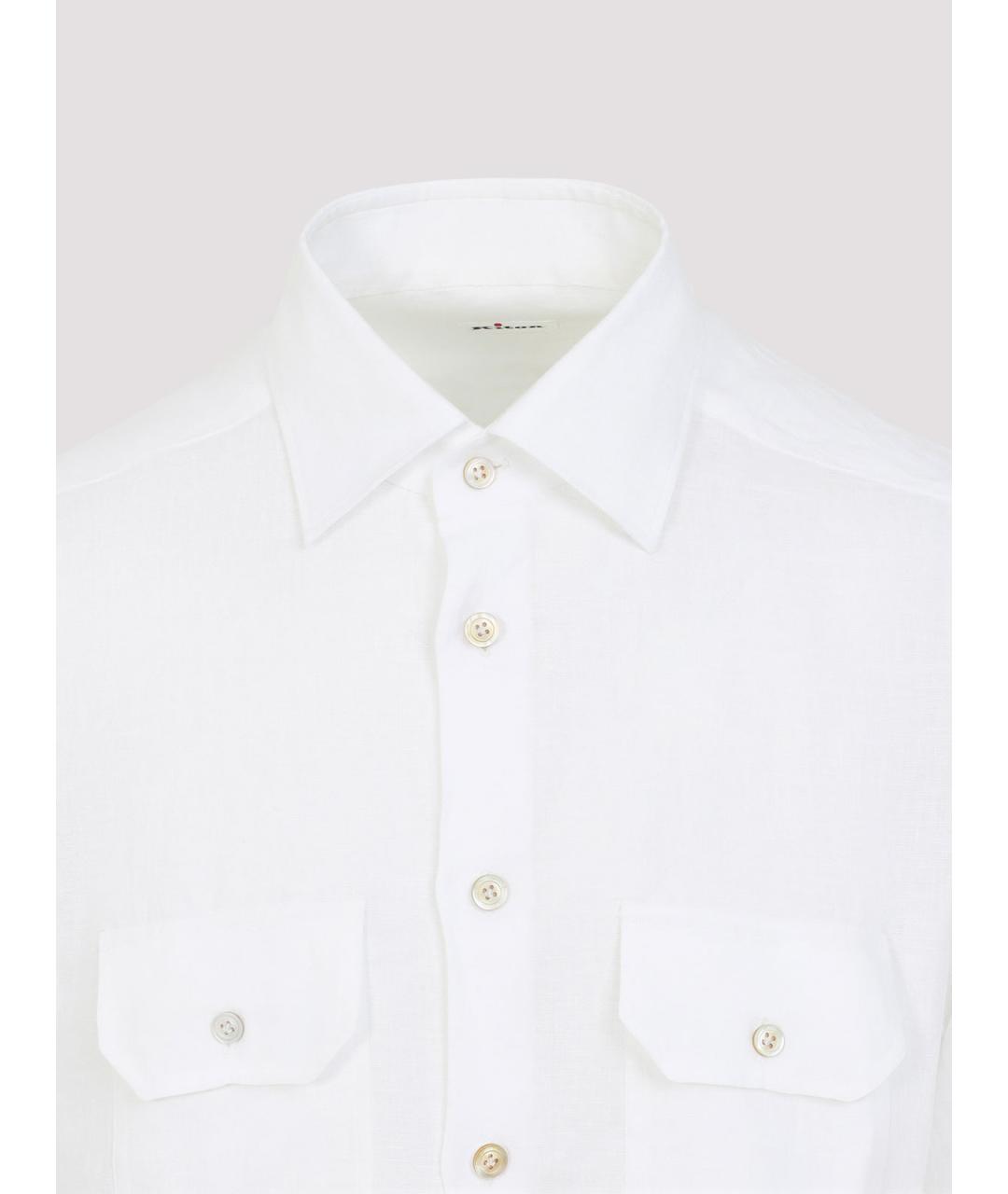 KITON Белая льняная классическая рубашка, фото 3