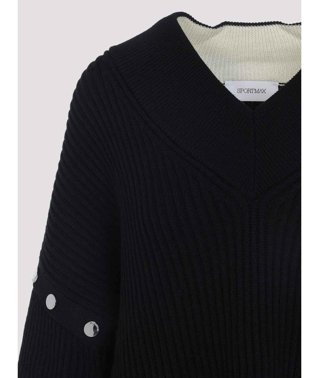 SPORTMAX Черный шерстяной джемпер / свитер, фото 3