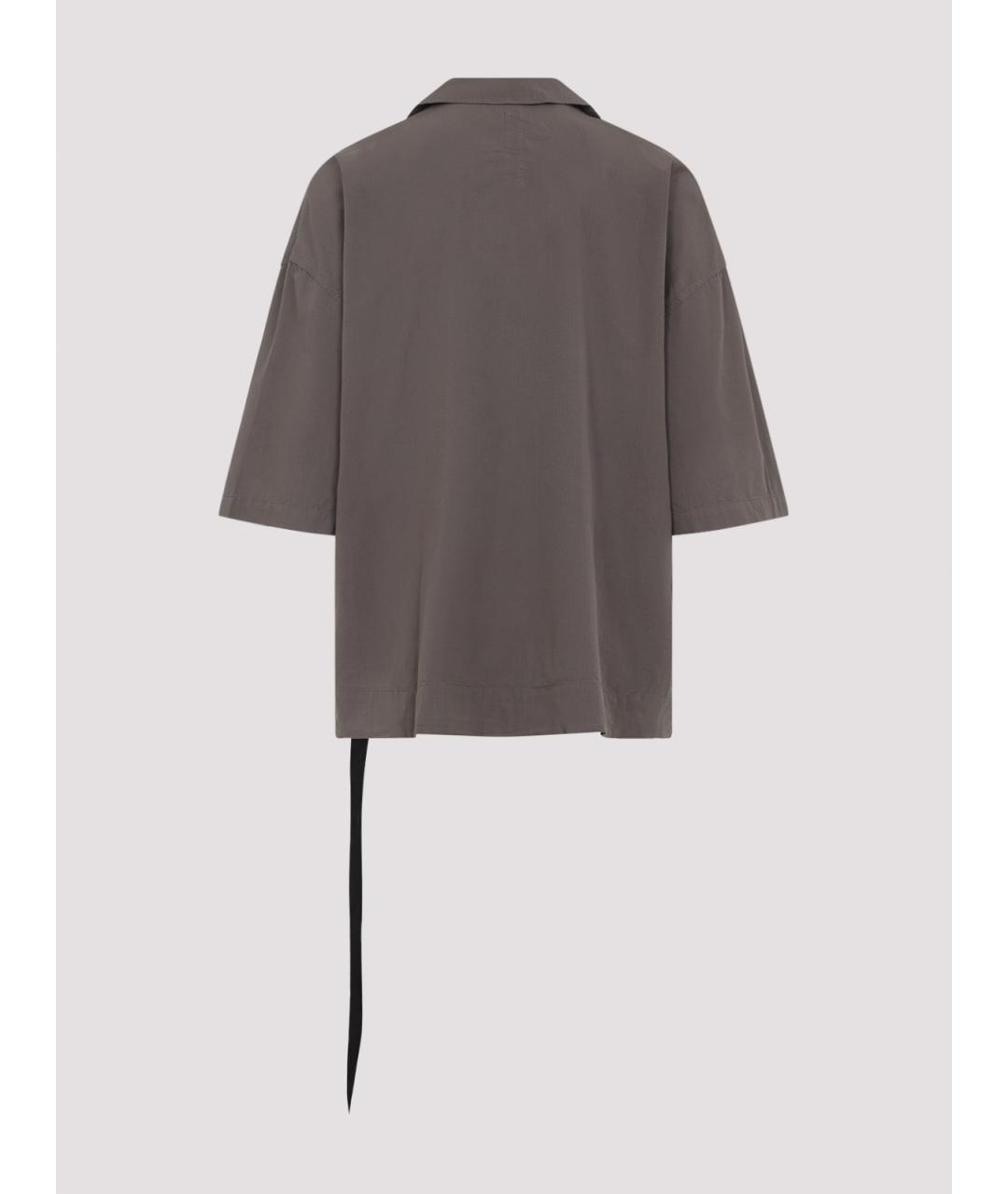 RICK OWENS Серая хлопковая классическая рубашка, фото 2