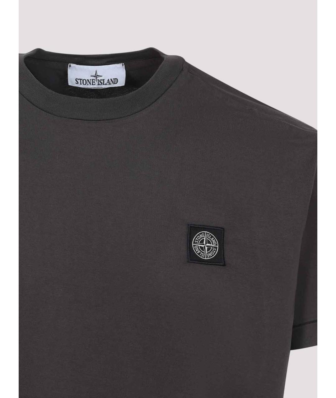 STONE ISLAND Черная хлопковая футболка, фото 3