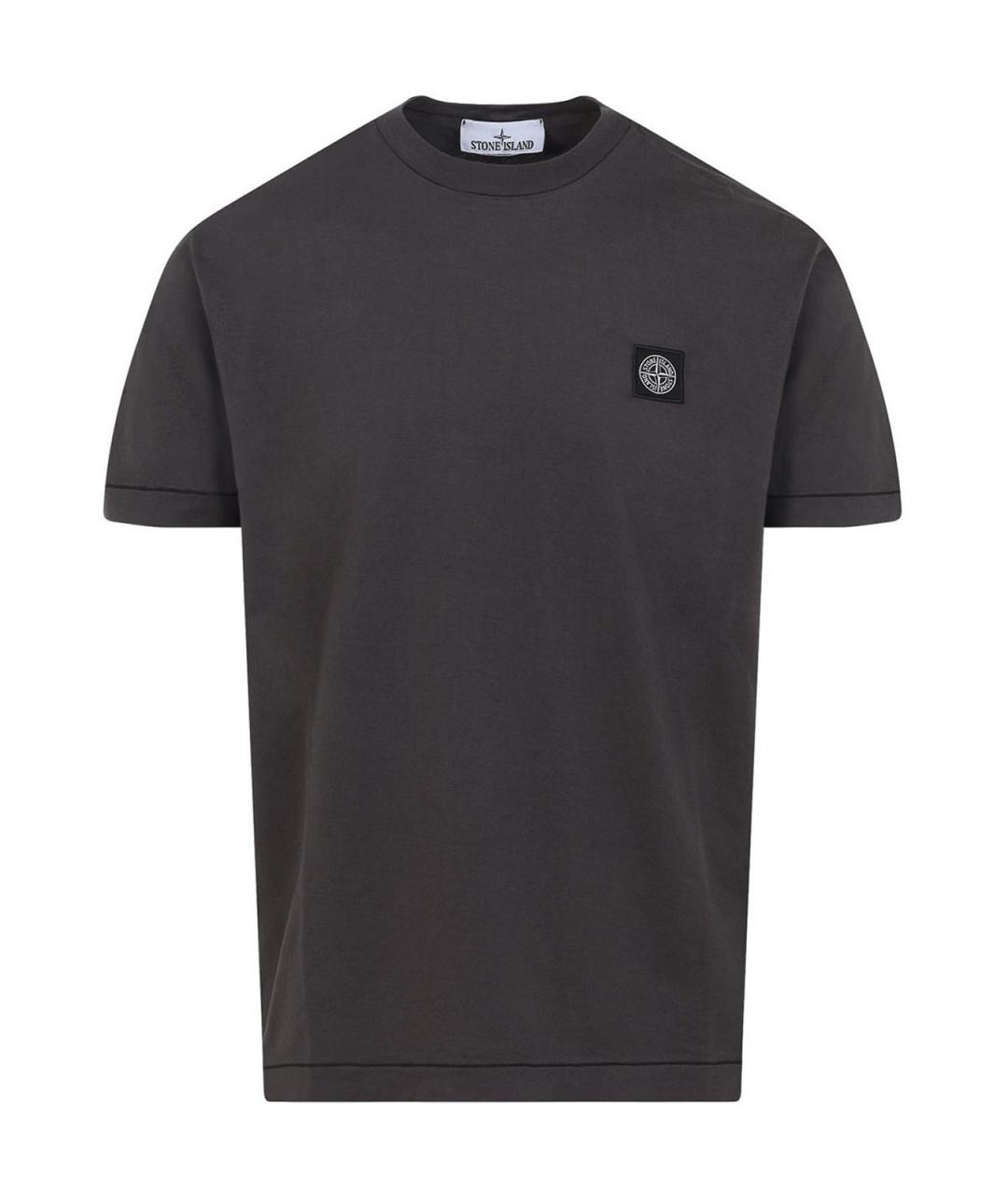 STONE ISLAND Черная хлопковая футболка, фото 1