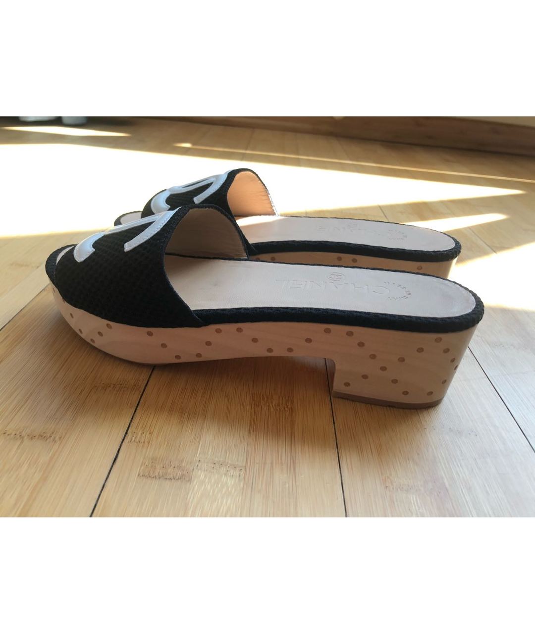 CHANEL PRE-OWNED Черные текстильные сандалии, фото 5