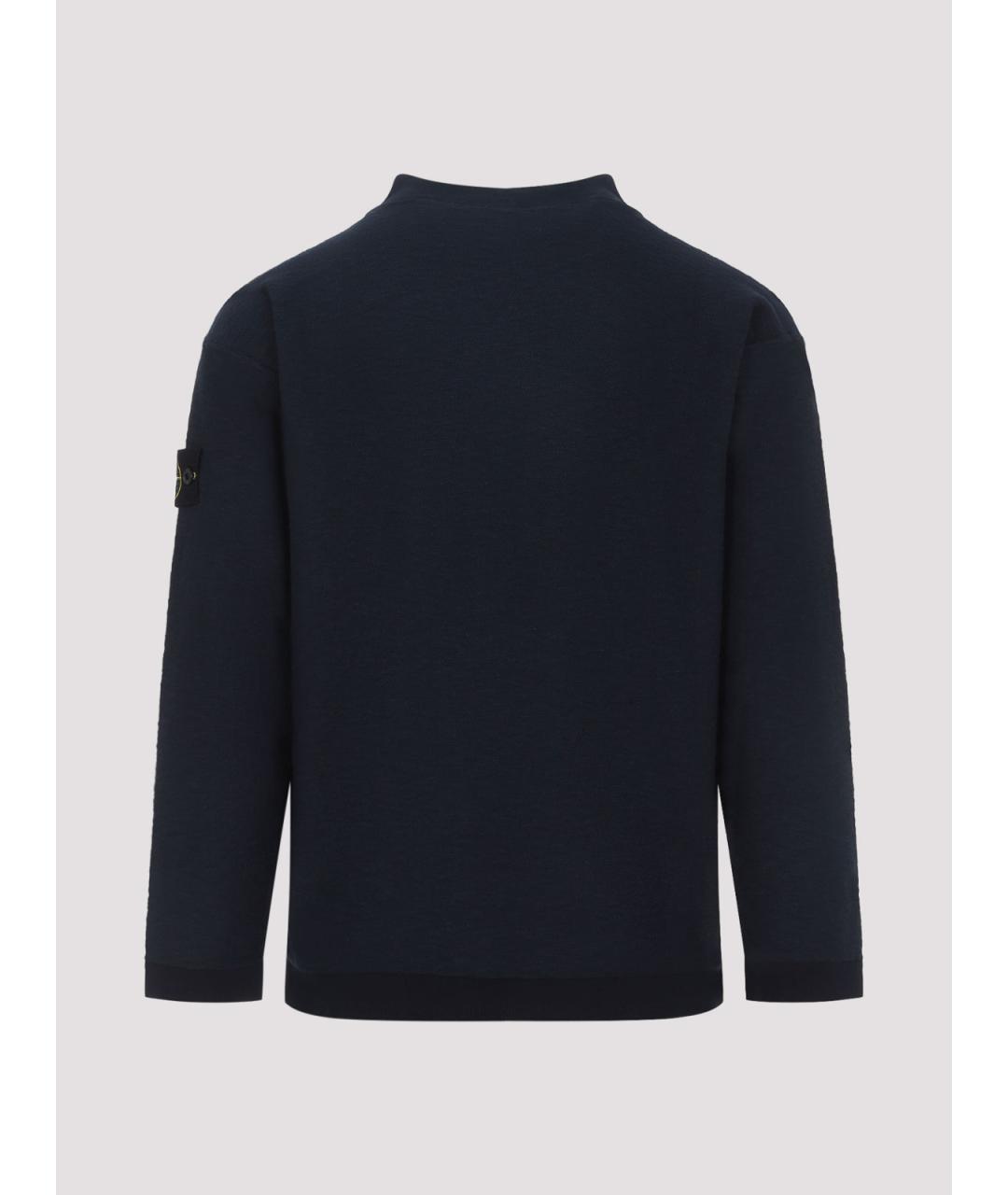 STONE ISLAND Темно-синий хлопковый джемпер / свитер, фото 2