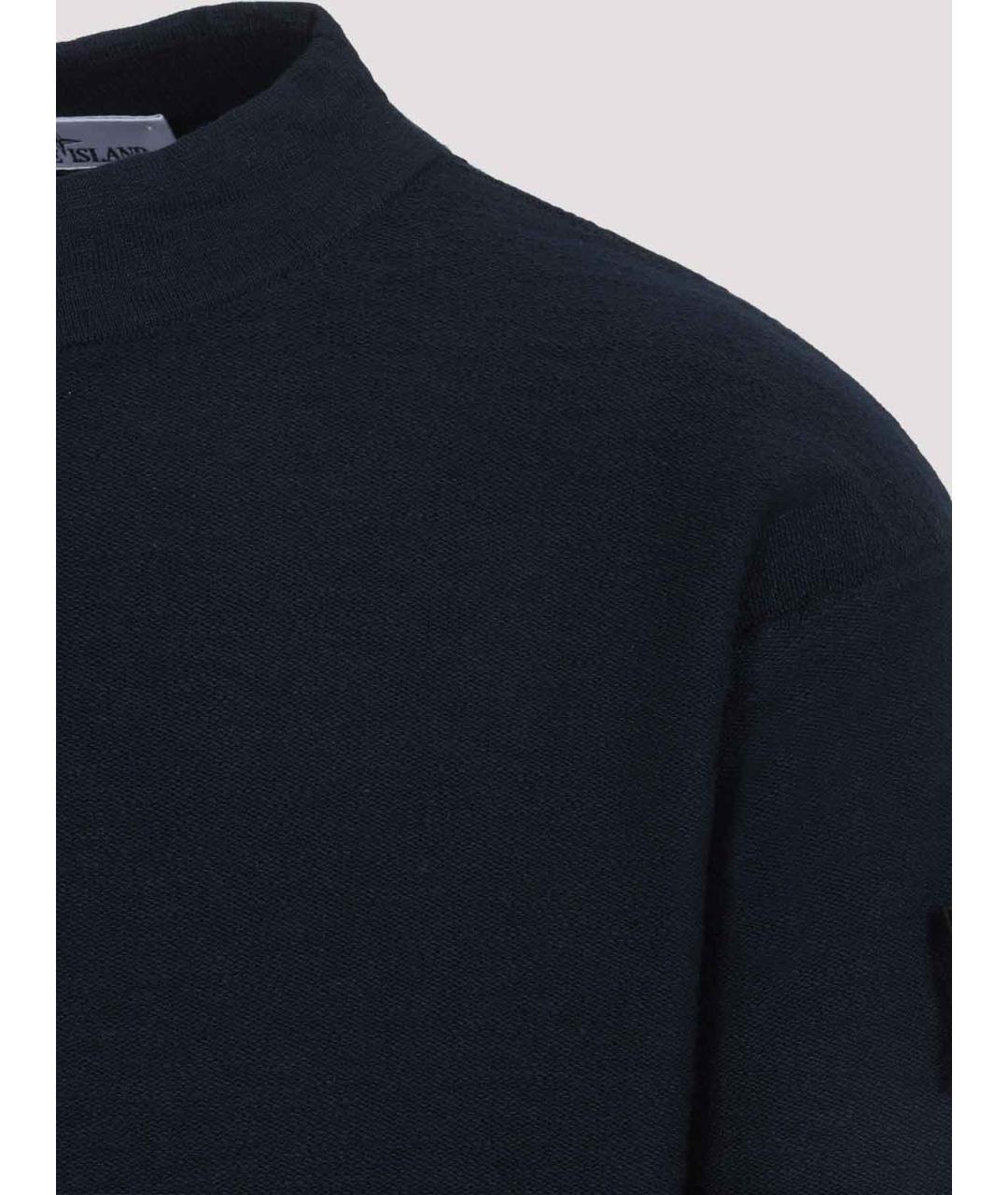 STONE ISLAND Темно-синий хлопковый джемпер / свитер, фото 3