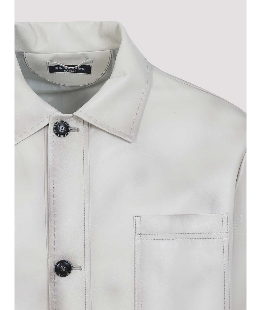 KITON Бежевая кожаная куртка, фото 4