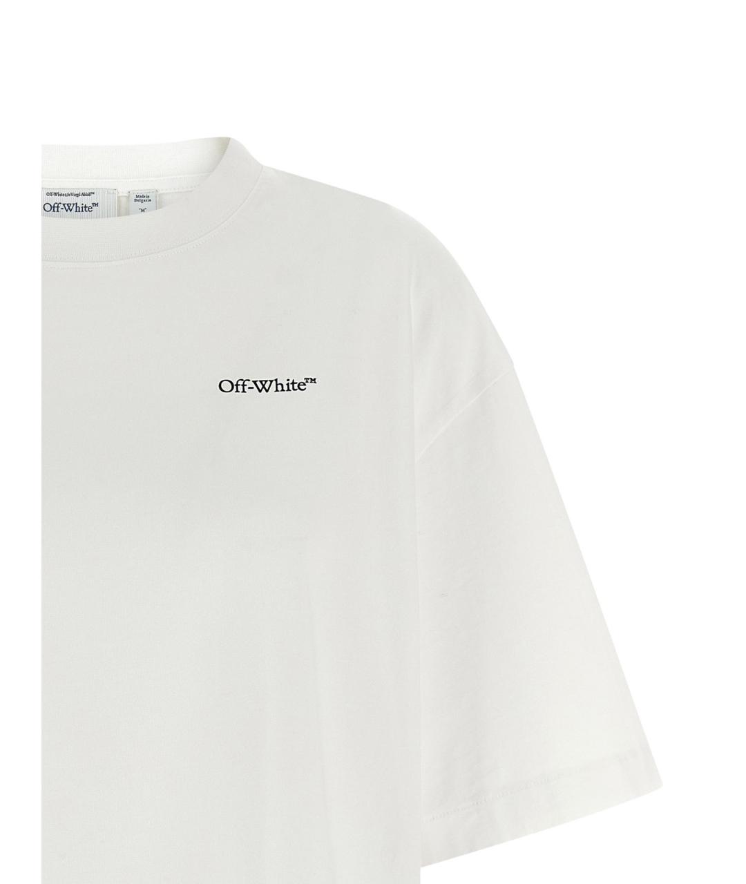 OFF-WHITE Белая хлопковая футболка, фото 3