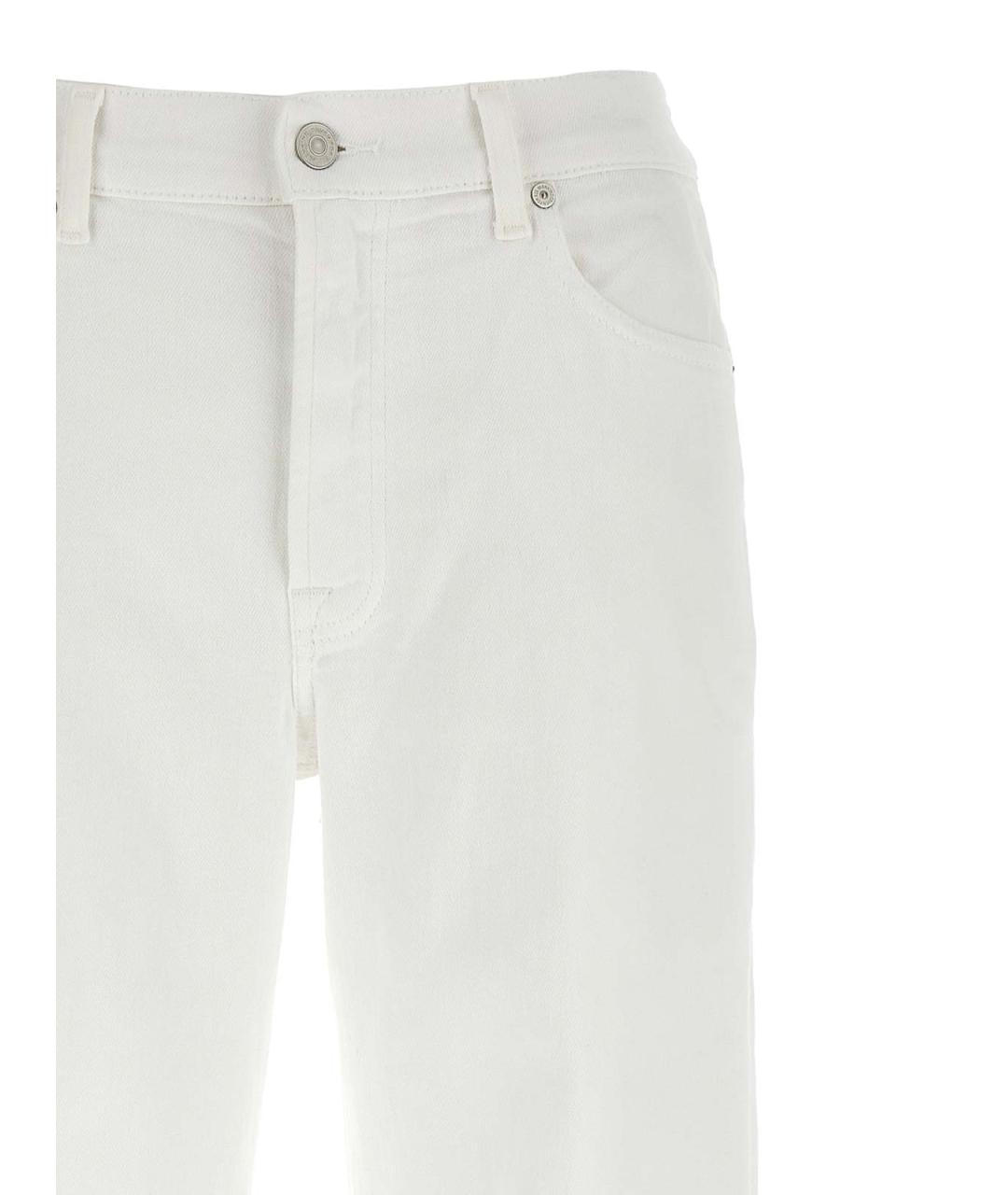 7 FOR ALL MANKIND Белые хлопковые прямые джинсы, фото 3