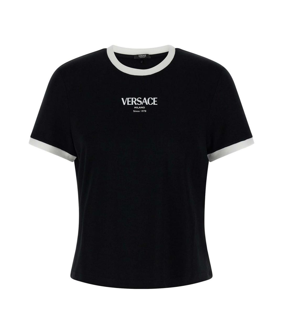 VERSACE Черная вискозная футболка, фото 1