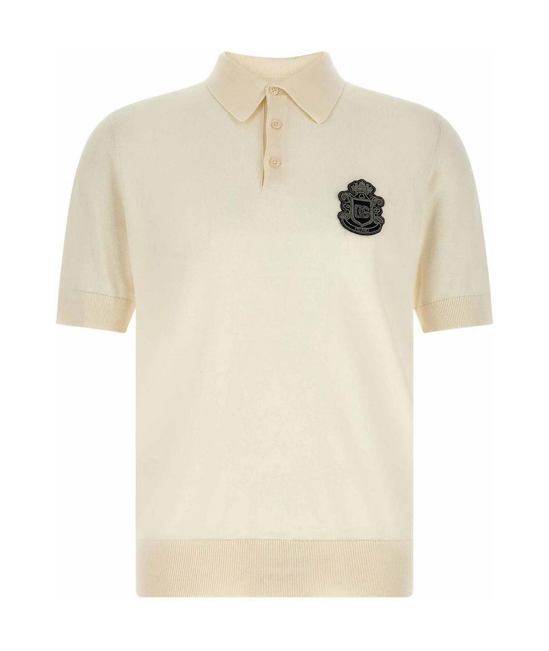 DOLCE&GABBANA Бежевое хлопковое поло с коротким рукавом, фото 1