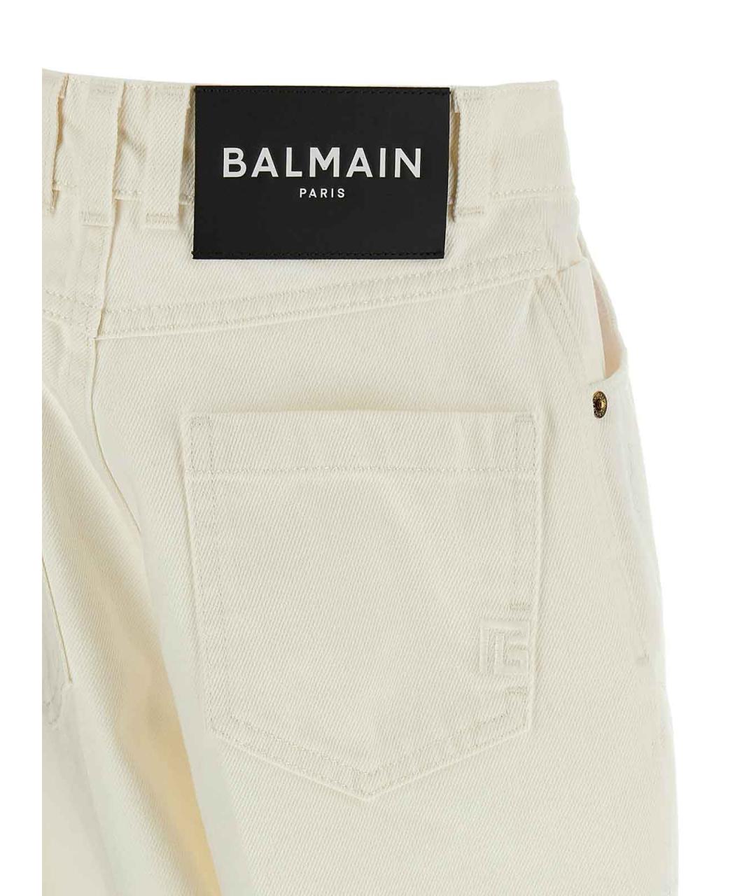 BALMAIN Белые хлопковые прямые джинсы, фото 4