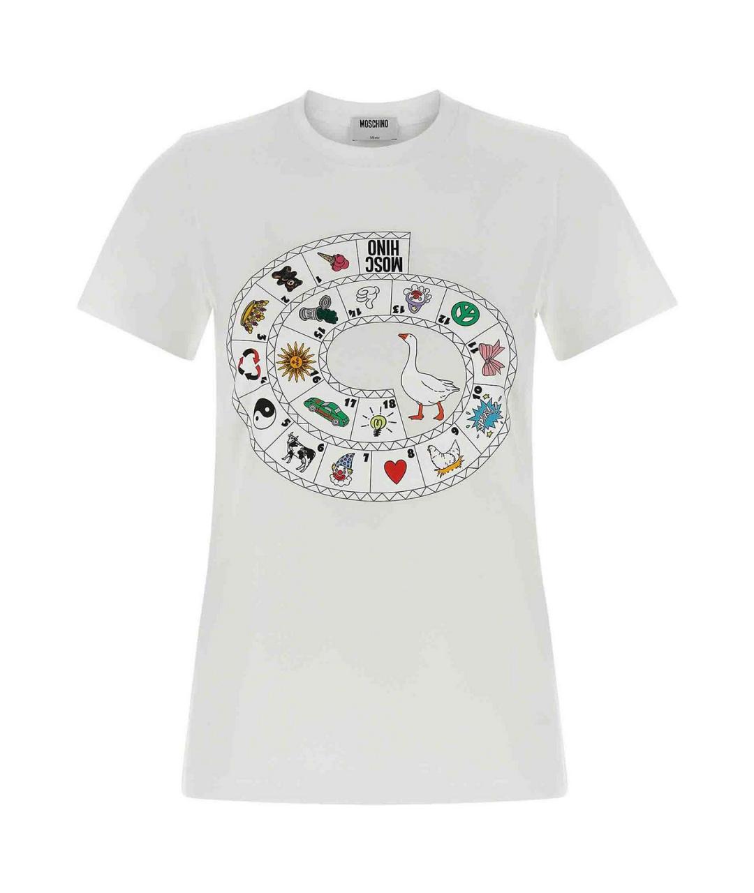 MOSCHINO Белая хлопковая футболка, фото 1