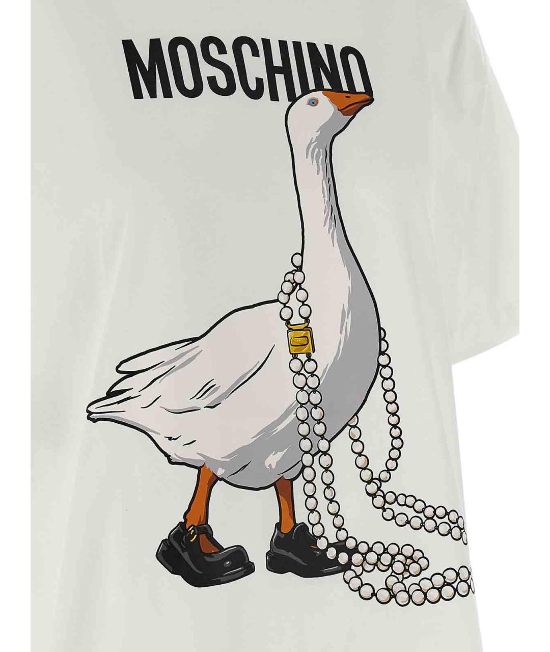 MOSCHINO Белая хлопковая футболка, фото 4