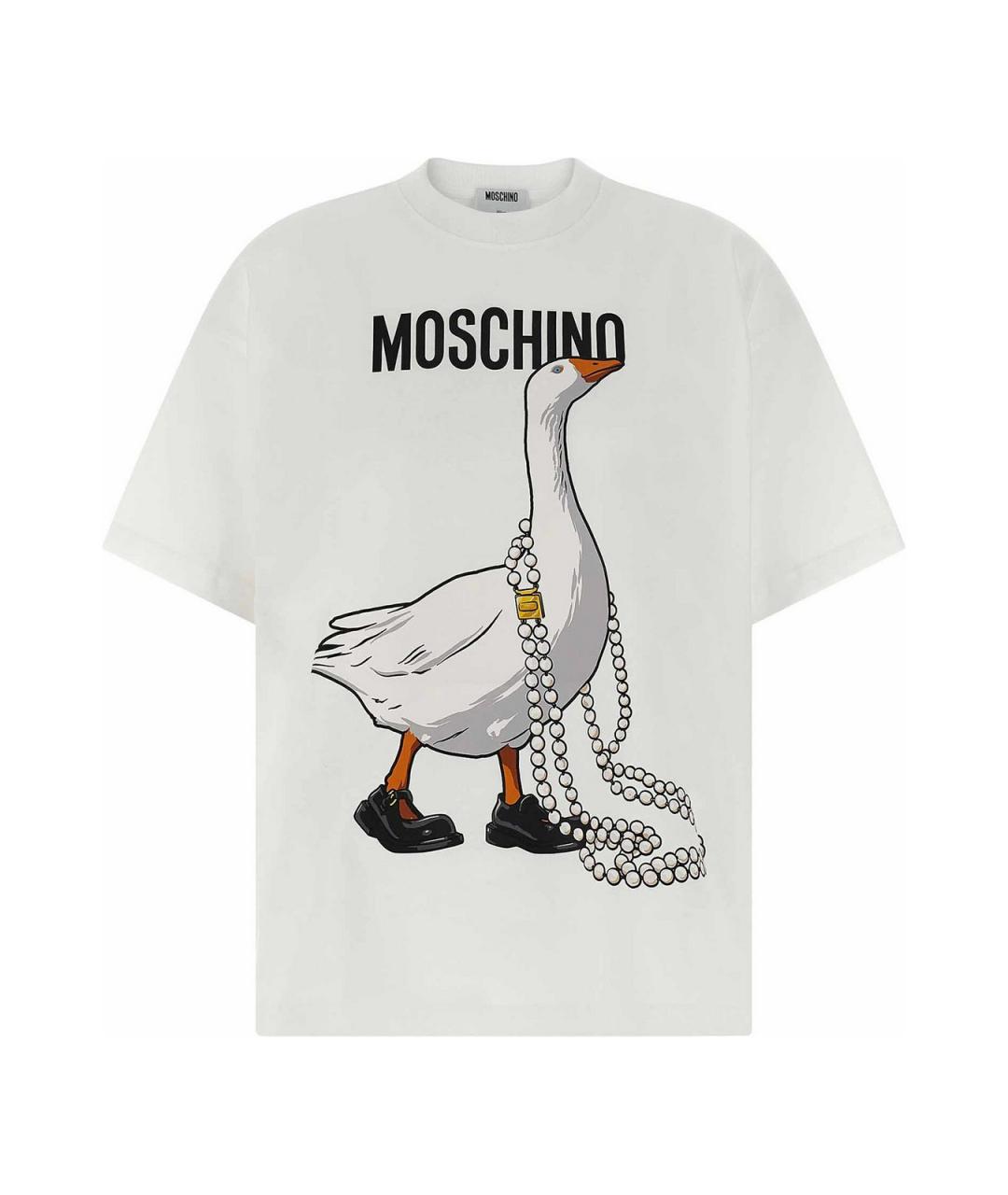 MOSCHINO Белая хлопковая футболка, фото 1