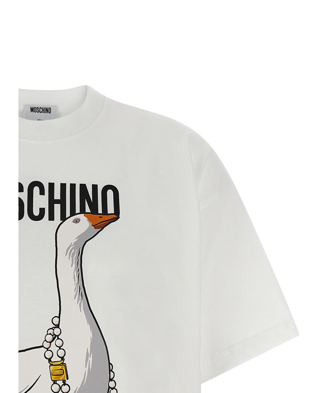 MOSCHINO Белая хлопковая футболка, фото 3