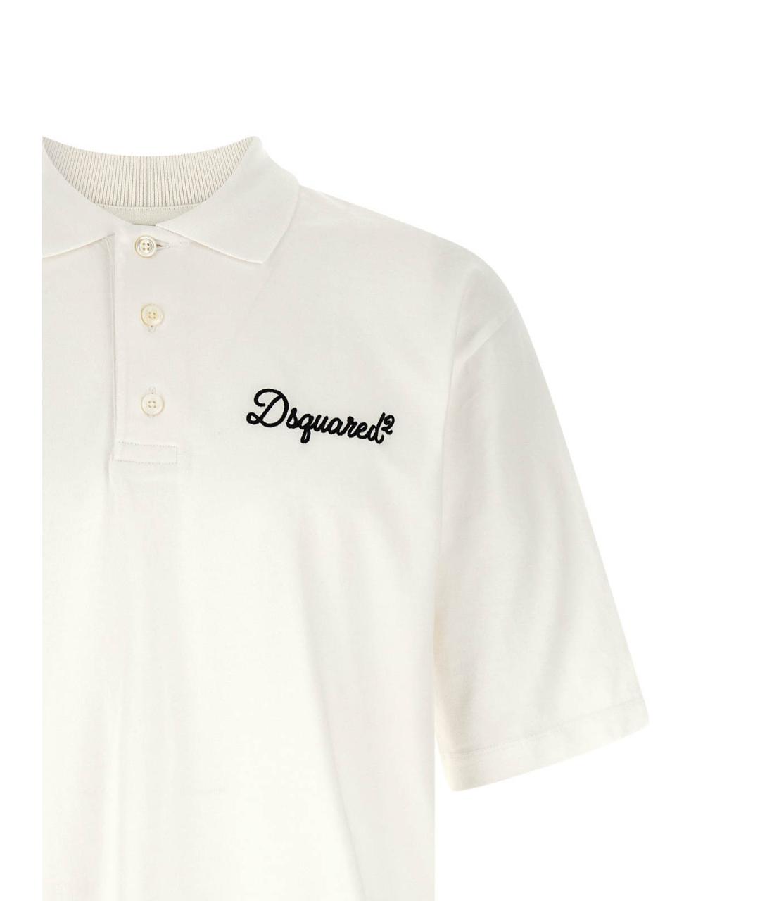 DSQUARED2 Белое хлопковое поло с коротким рукавом, фото 3