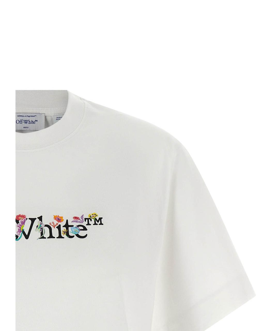OFF-WHITE Белая хлопковая футболка, фото 3