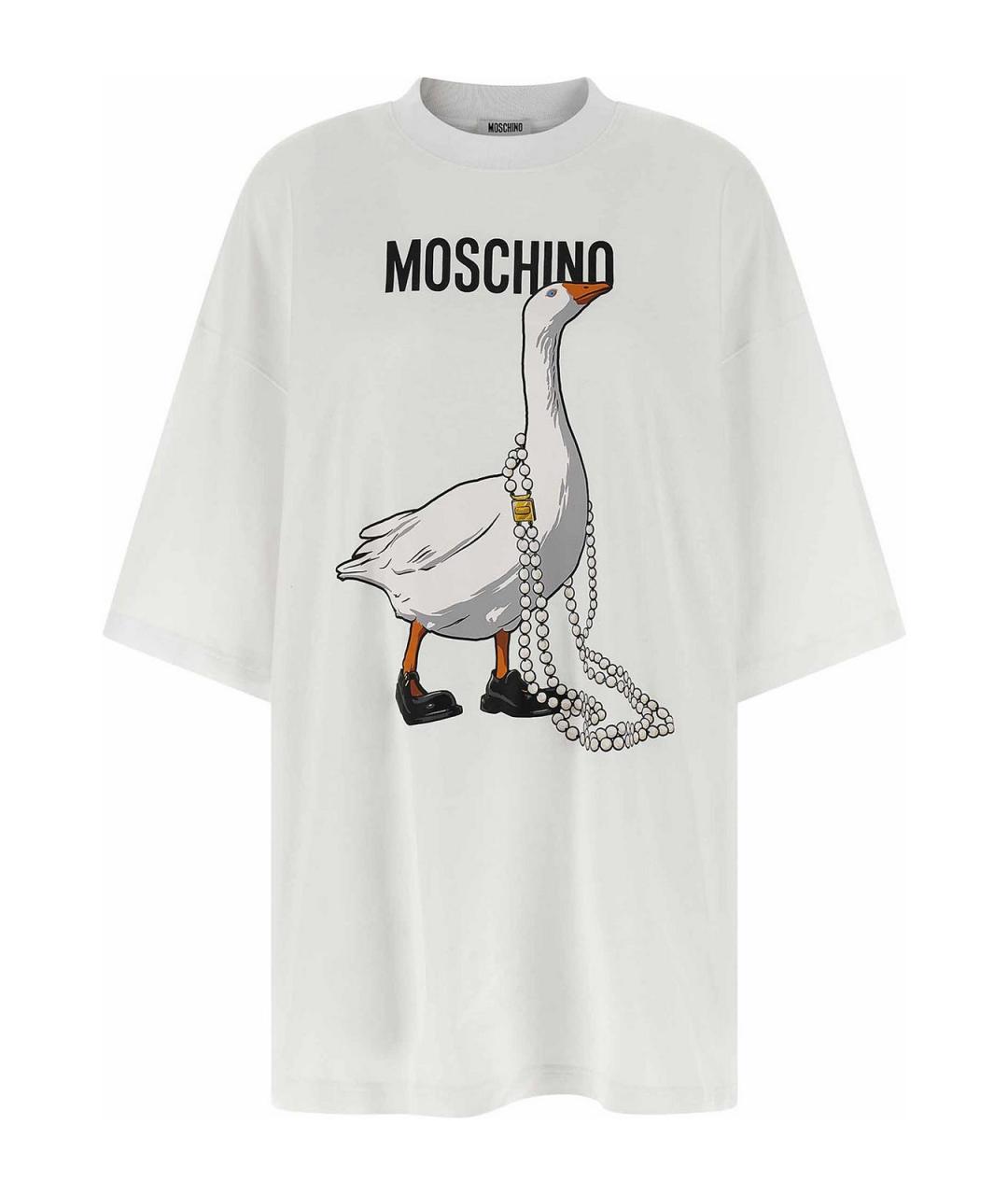 MOSCHINO Белое хлопковое повседневное платье, фото 1