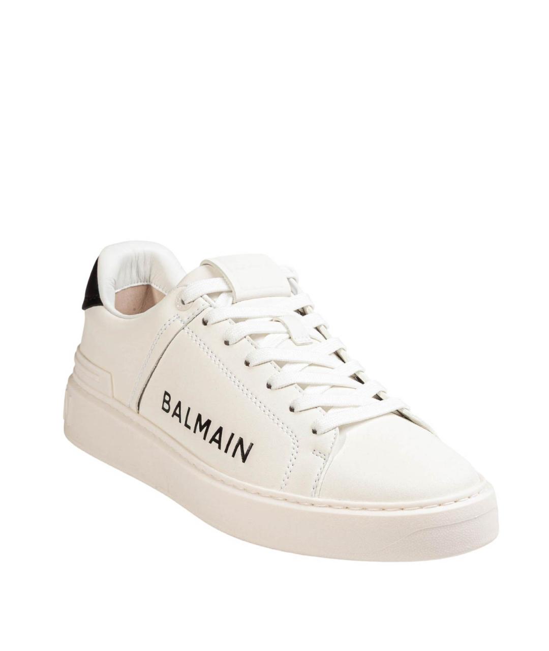 BALMAIN Белые кожаные низкие кроссовки / кеды, фото 2