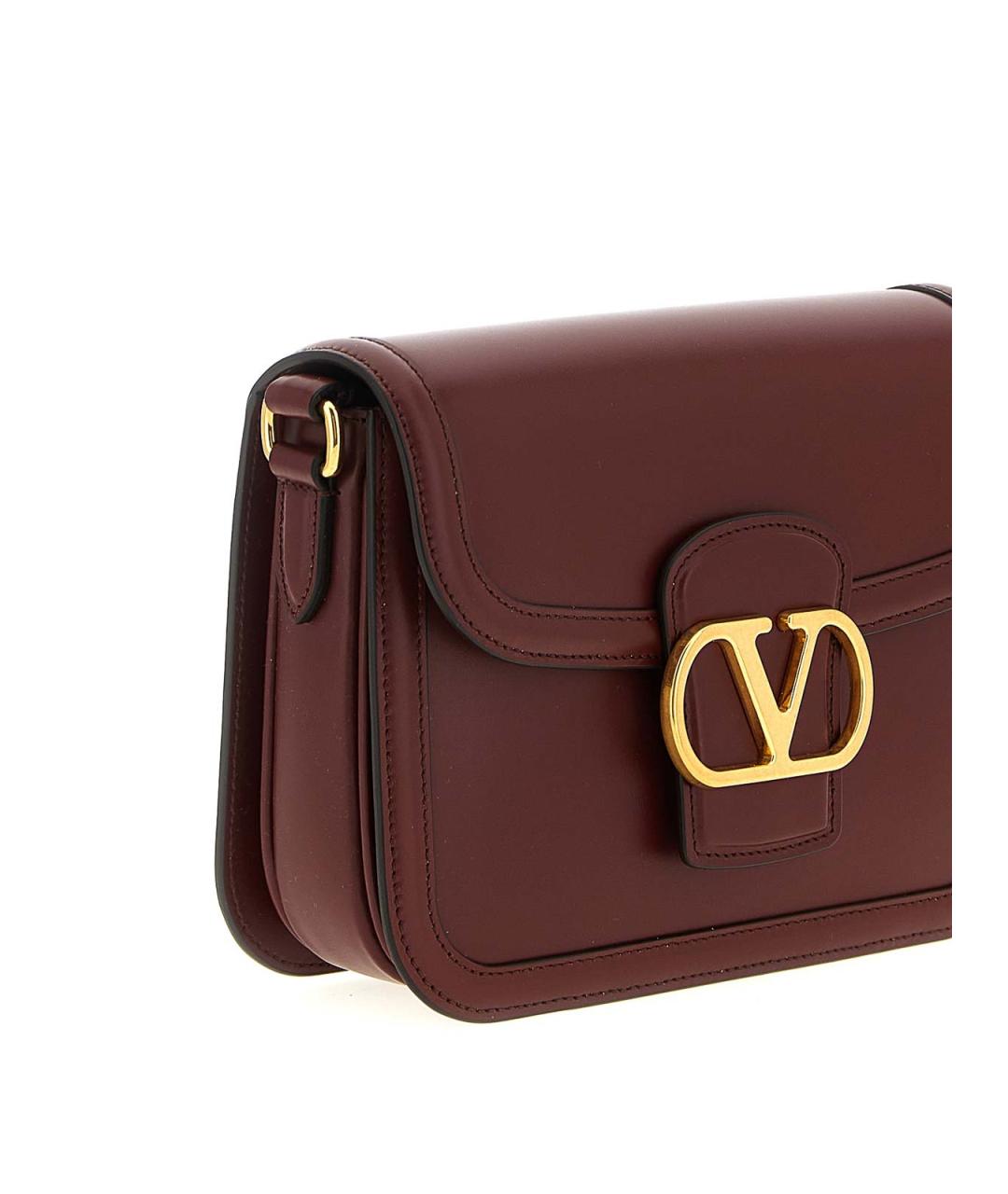 VALENTINO Бордовая кожаная сумка через плечо, фото 3