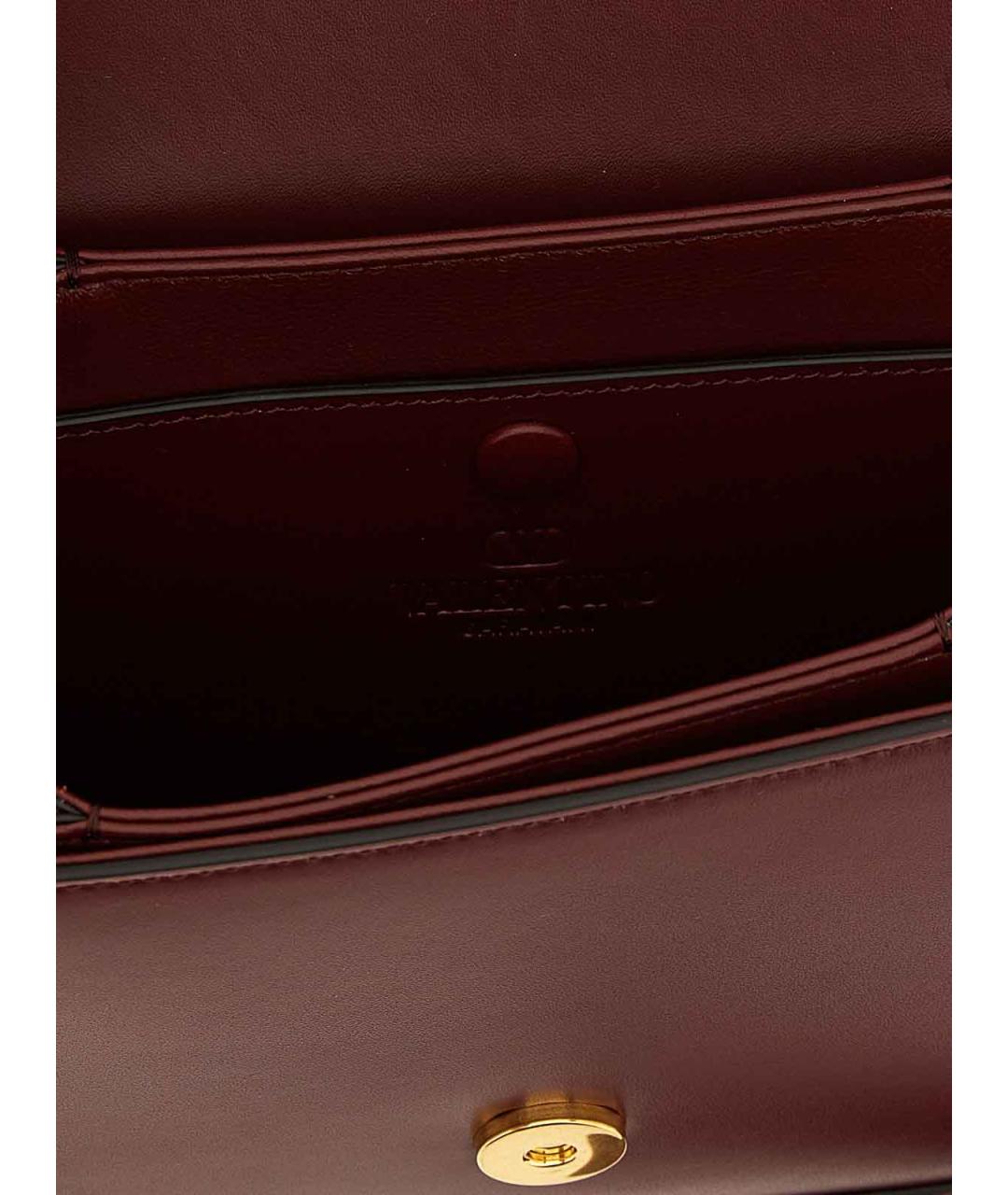 VALENTINO Бордовая кожаная сумка через плечо, фото 4