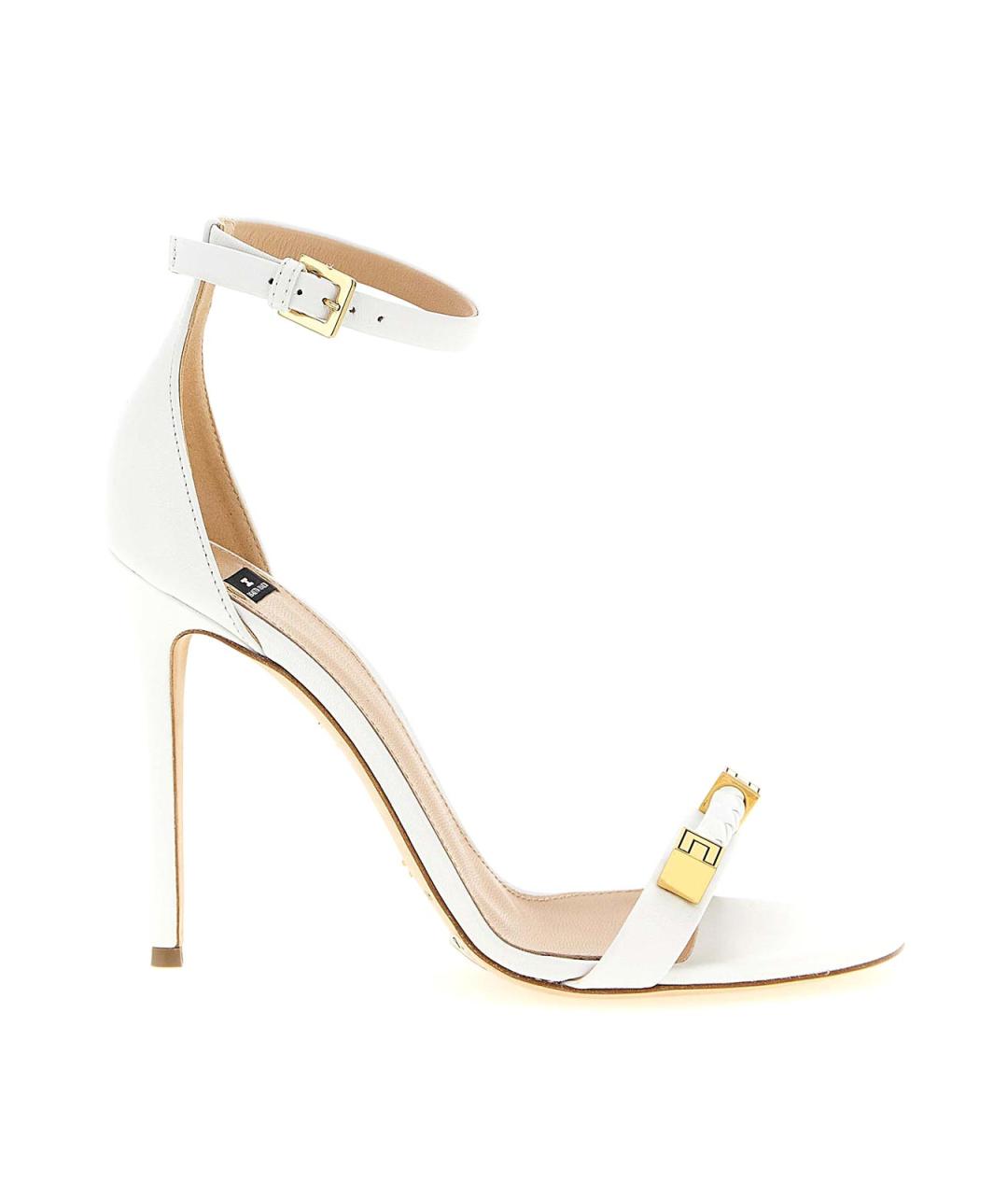 ELISABETTA FRANCHI Белые кожаные босоножки, фото 1
