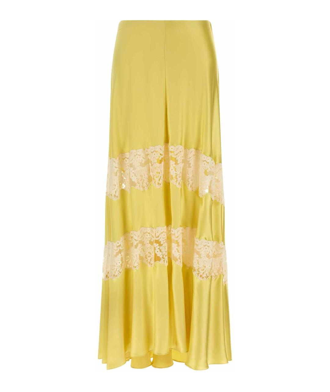 ALBERTA FERRETTI Желтая вискозная юбка миди, фото 1