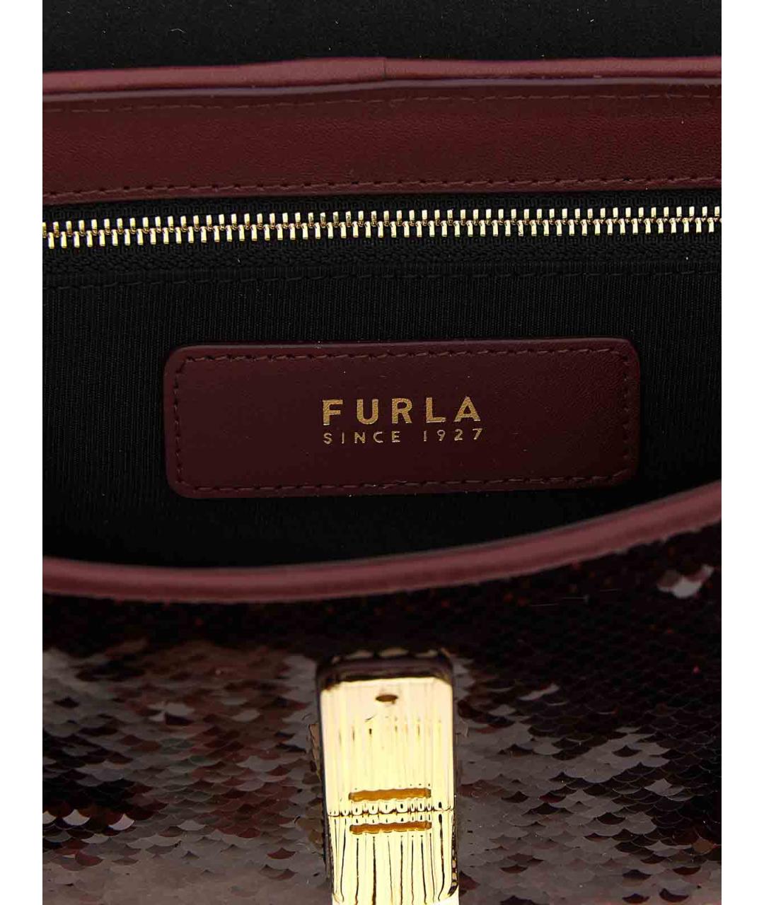 FURLA Бордовая кожаная сумка через плечо, фото 4