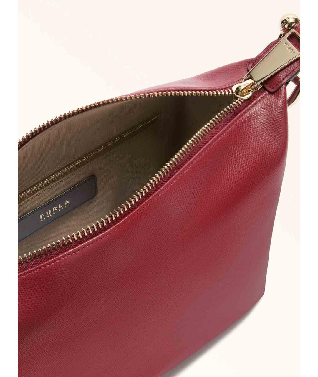 FURLA Бордовая кожаная сумка через плечо, фото 6