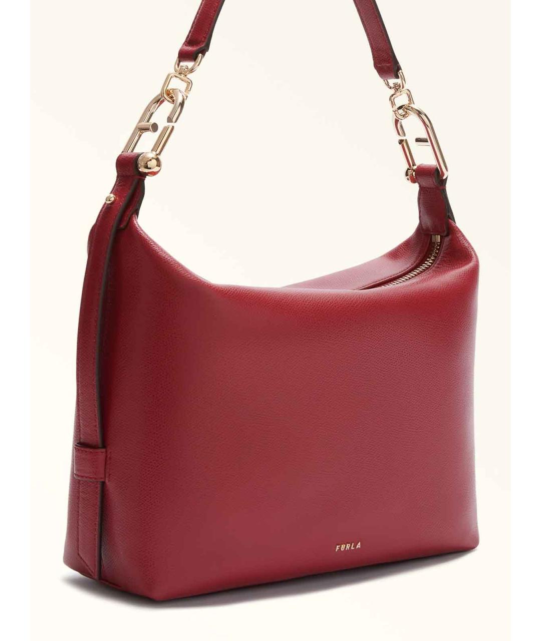 FURLA Бордовая кожаная сумка через плечо, фото 2