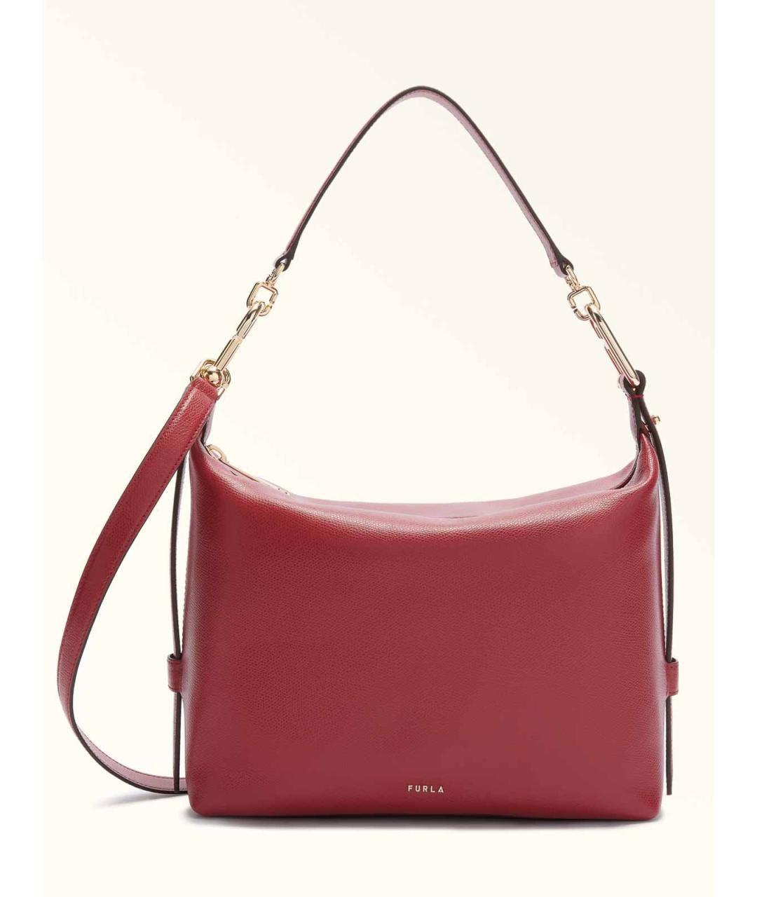 FURLA Бордовая кожаная сумка через плечо, фото 4
