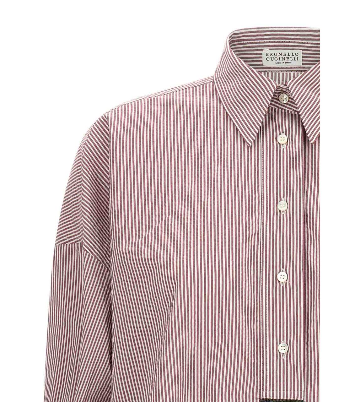 BRUNELLO CUCINELLI Бордовая хлопковая рубашка, фото 3