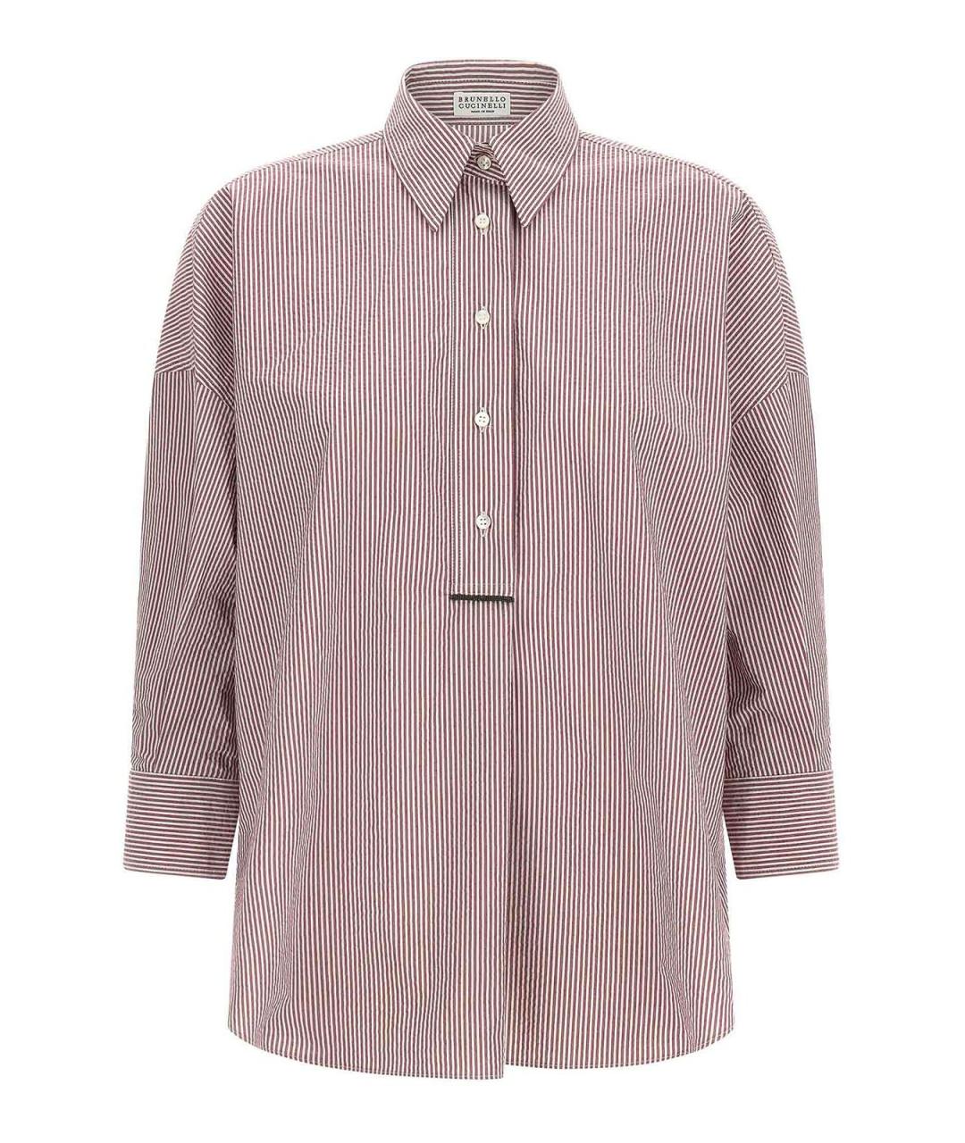 BRUNELLO CUCINELLI Бордовая хлопковая рубашка, фото 1