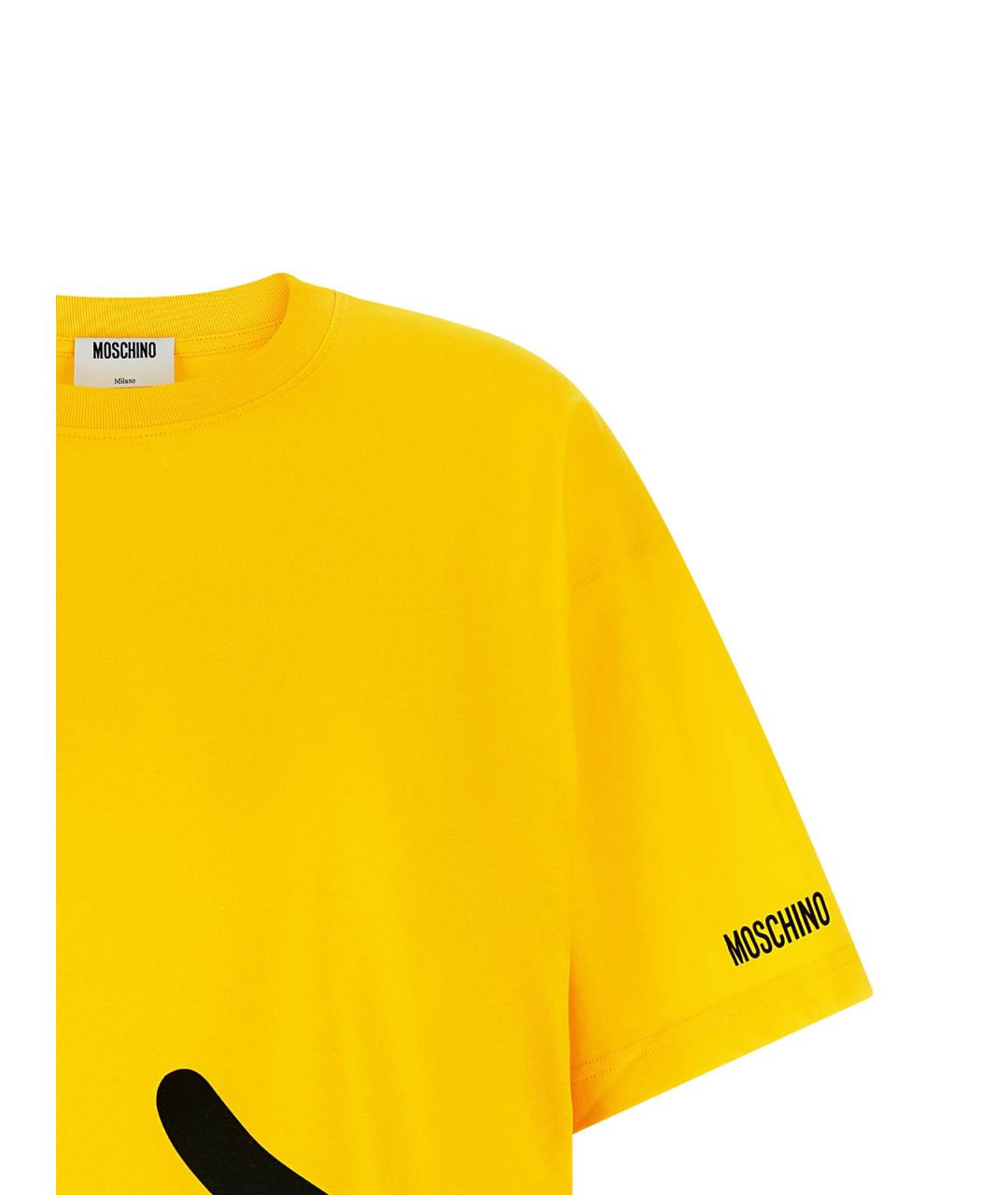 MOSCHINO Желтая хлопковая футболка, фото 3