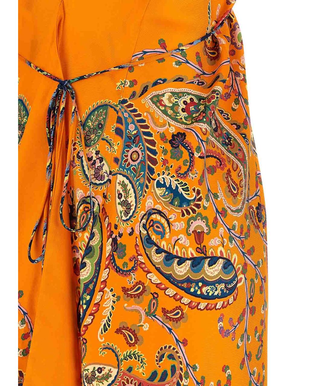 ETRO Оранжевое шелковое повседневное платье, фото 4