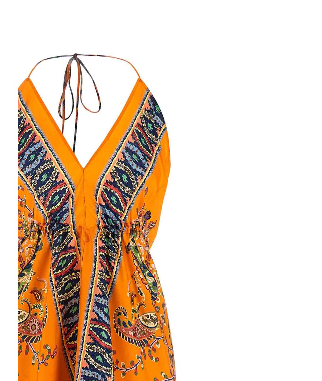 ETRO Оранжевое шелковое повседневное платье, фото 3