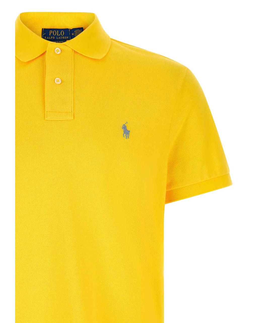 POLO RALPH LAUREN Желтое хлопковое поло с коротким рукавом, фото 3