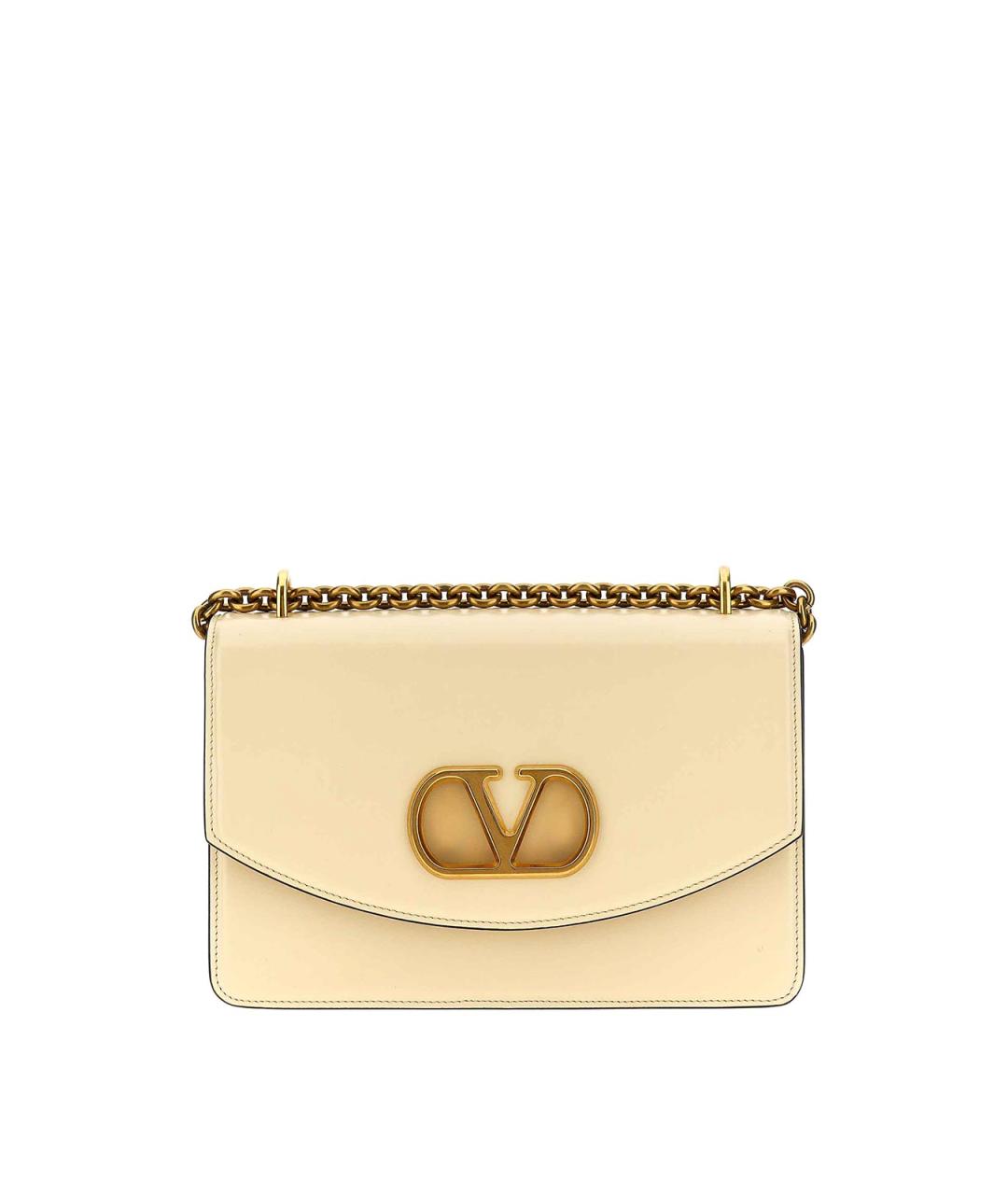 VALENTINO Бежевая кожаная сумка через плечо, фото 1