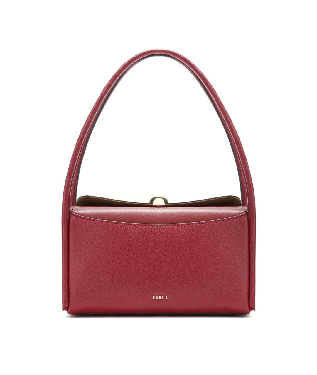 FURLA Бордовая кожаная сумка через плечо, фото 1