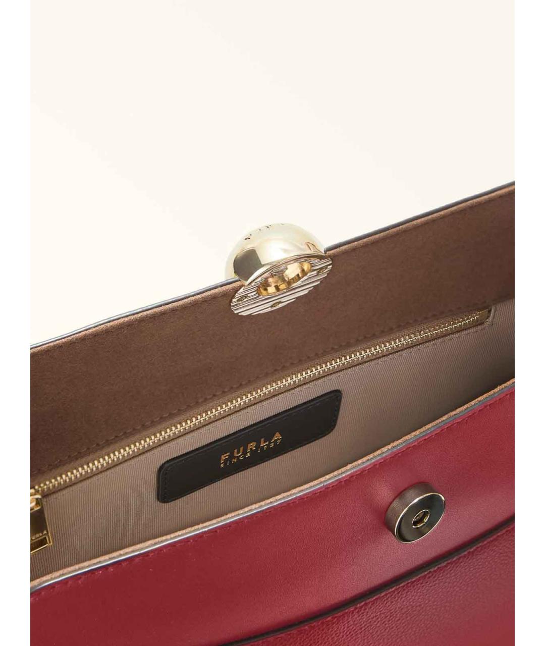 FURLA Бордовая кожаная сумка через плечо, фото 3