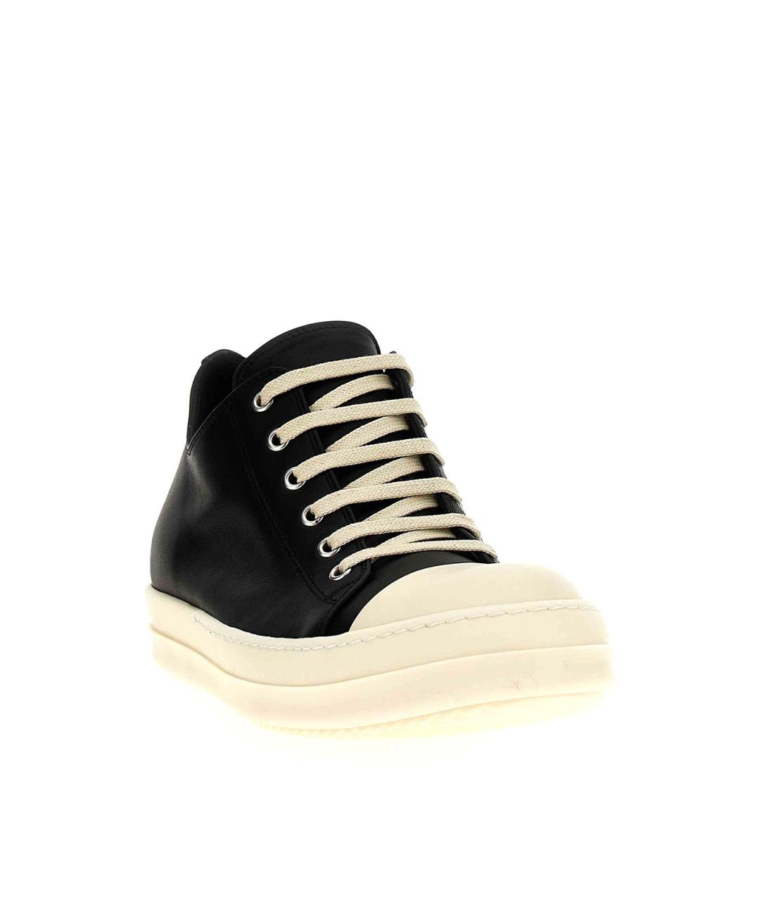 RICK OWENS Черные кожаные кроссовки, фото 2