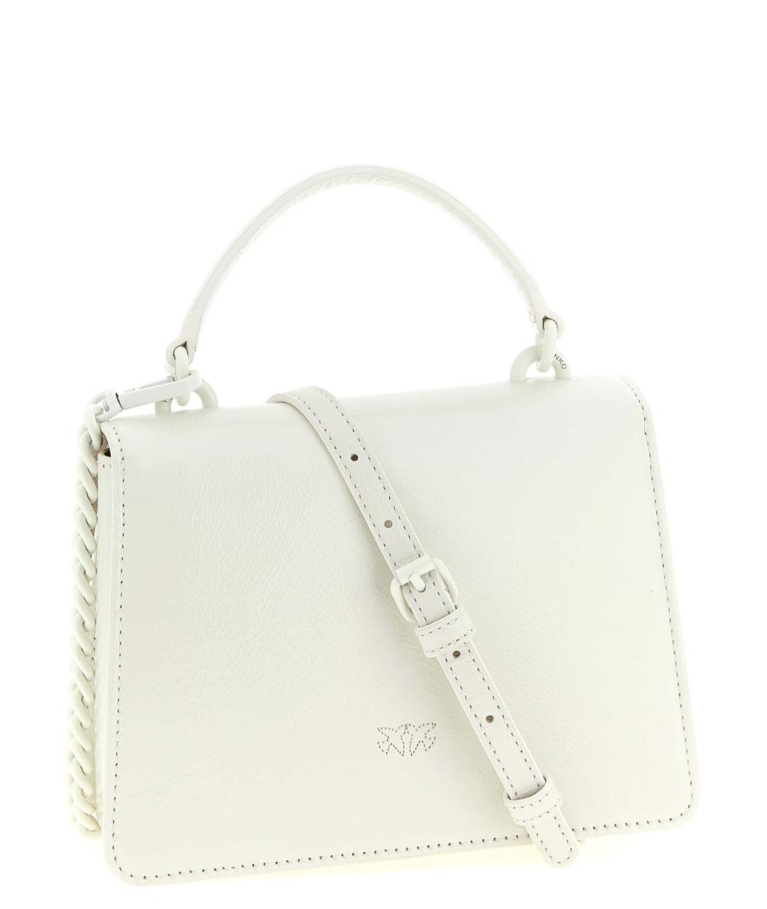 PINKO Белая кожаная сумка с короткими ручками, фото 2