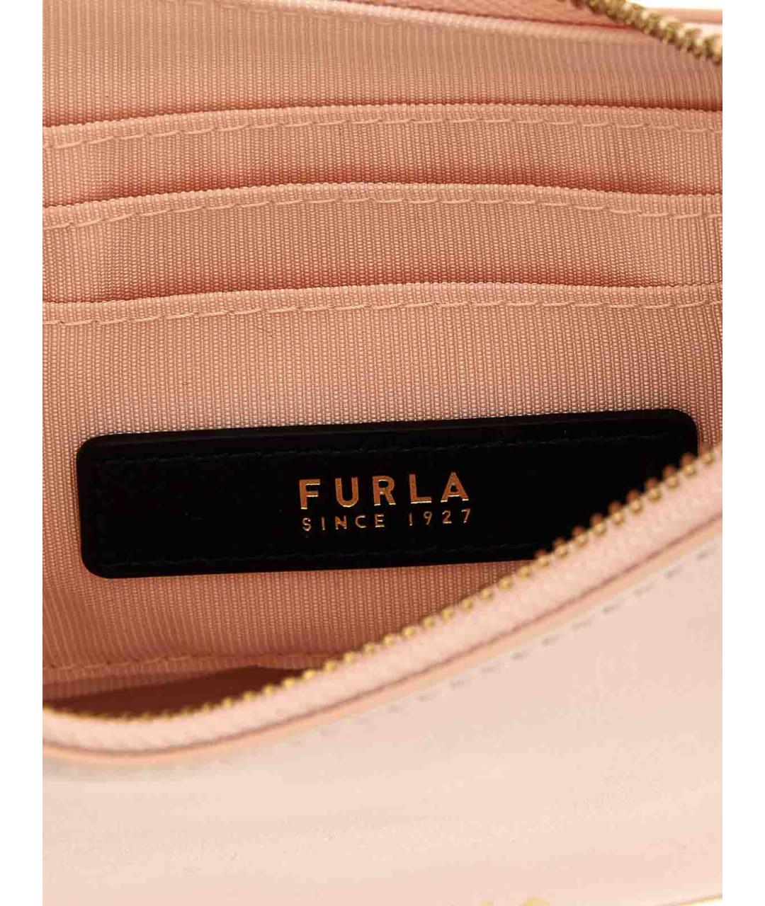 FURLA Бежевая кожаная сумка через плечо, фото 4