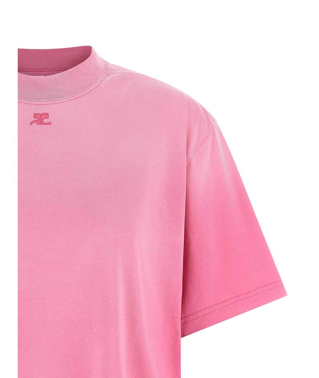 COURREGES Розовая хлопковая футболка, фото 3