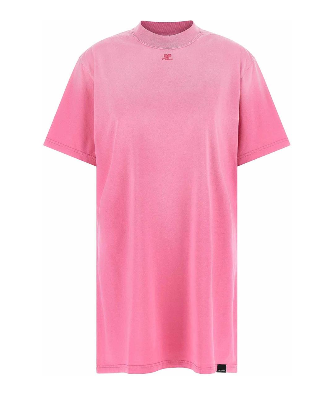COURREGES Розовая хлопковая футболка, фото 1