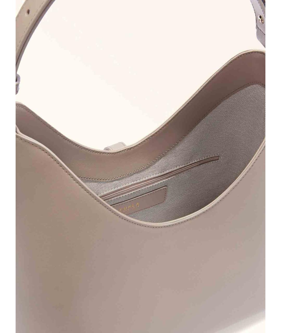 FURLA Бежевая кожаная сумка через плечо, фото 5