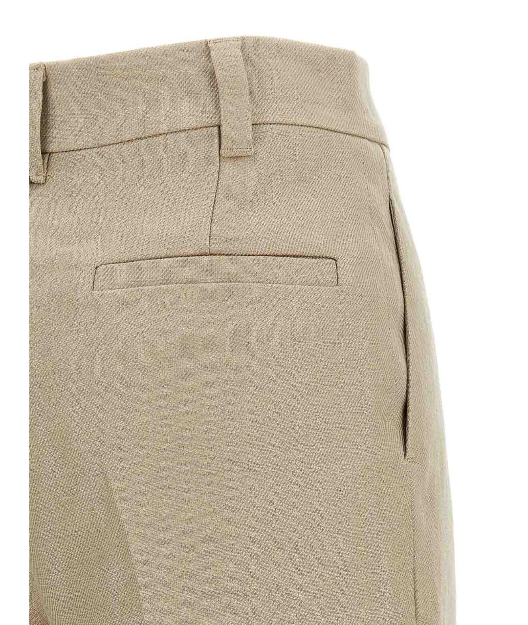 BRUNELLO CUCINELLI Бежевые льняные брюки широкие, фото 4