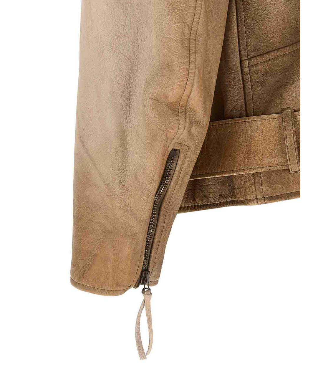 GOLDEN GOOSE DELUXE BRAND Бежевая кожаная куртка, фото 4